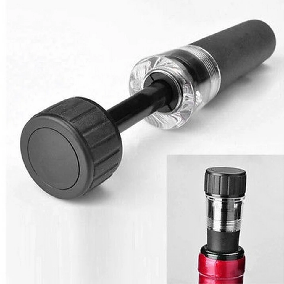 1PC Čierne vákuové čerpadlo opakovane použiteľné uzáver fľaše Stopper AirTight Wine Beer Soda Cork 8,5 cm