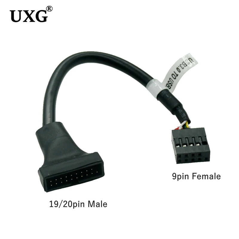 1PC Čierny USB 2,0 9 PIN PINSING Muž do základnej dosky USB 3,0 20PIN Ženský adaptér káblového adaptéra pre počítač PC