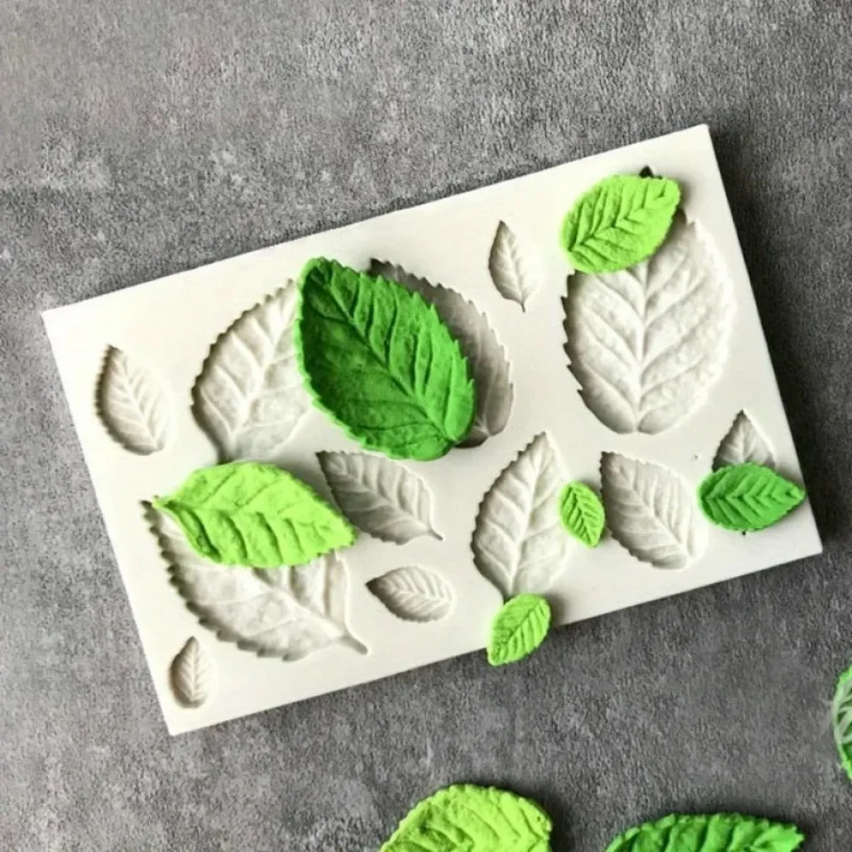 1pc, čokoládová forma v tvare ružového listu, 3D silikónová forma, forma na tvarovanie listov, fondantná forma, gumová pasta forma, pre DIY Cake Decorat