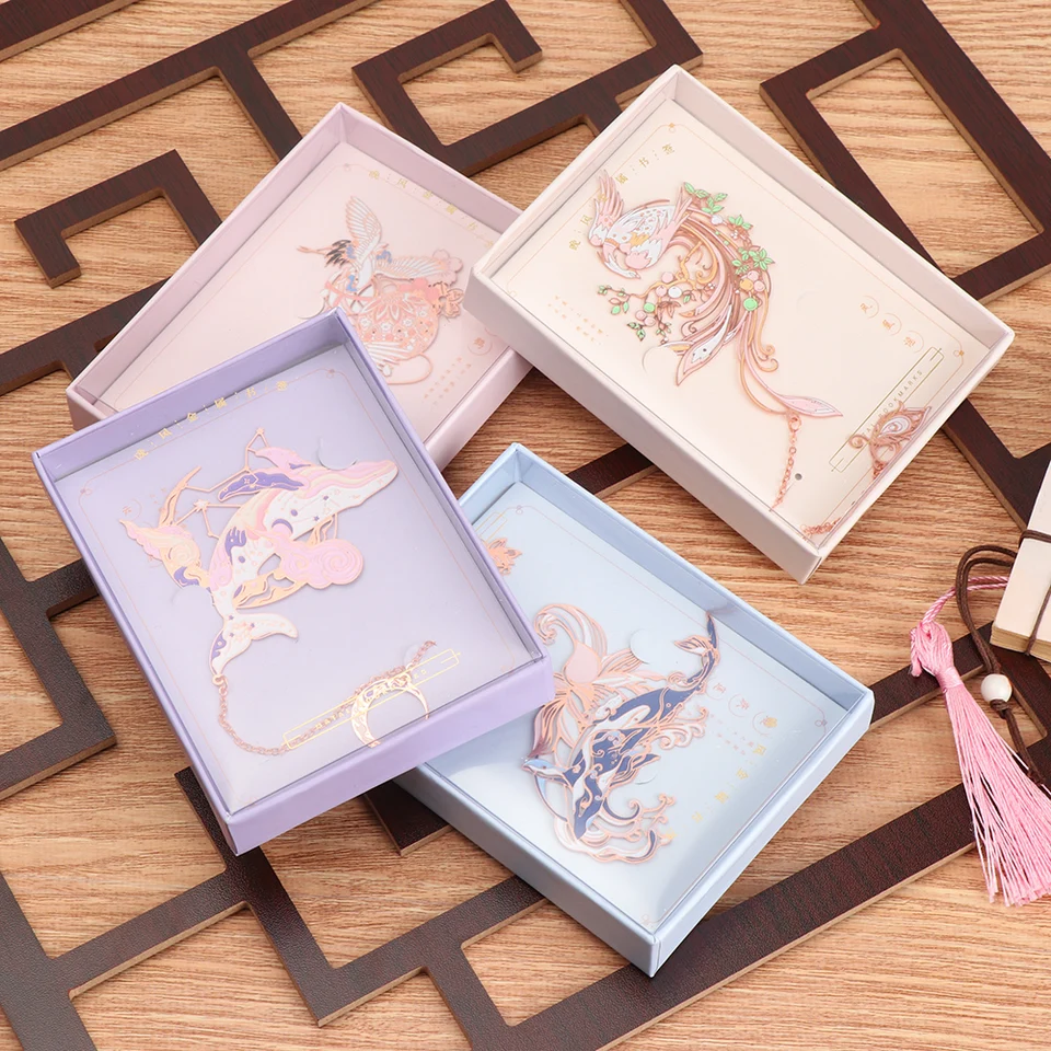 1PC Čínsky štýl záložka Tassel Pendant Retro Book Clip Metal Pagination Mark Stationery Student Student School School Office Supplies