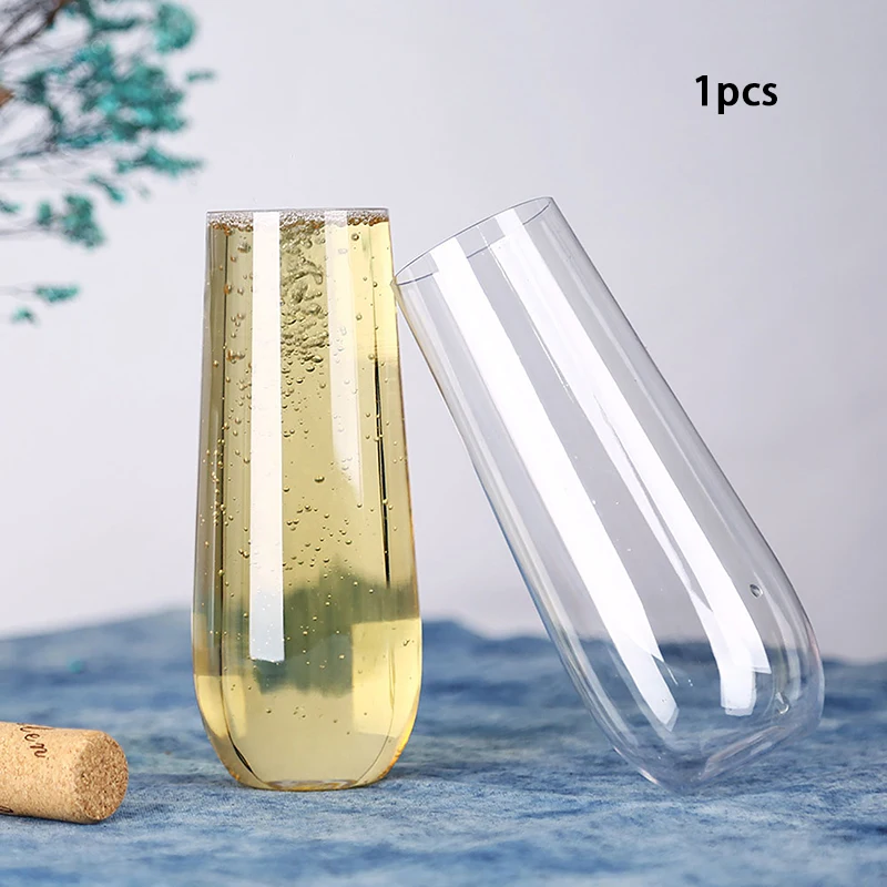 1PC šampanské sklo priehľadné plastové plastové whisky sklo rozbitého otrasného nápoja pre pitie Pilá na svadobnú párty