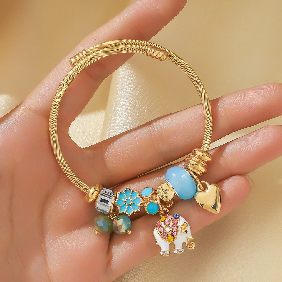 1pc ženského módy Multi Element Love Love Elephant Korálkový náramok na rande, cestovanie, banket, večierok, darček pre festival