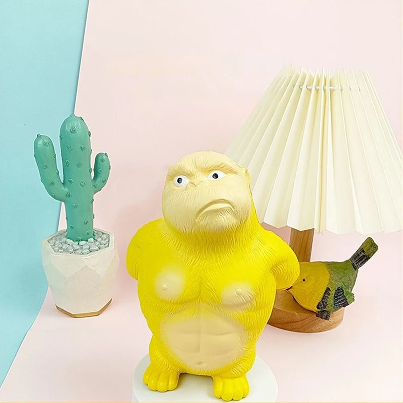 1pc žltý gorilla stres, ktorý zmierňuje hračky Pu Gorilla Pinch Zábava pomaly odrazový stres, ktorý zmierňuje stolové ozdoby