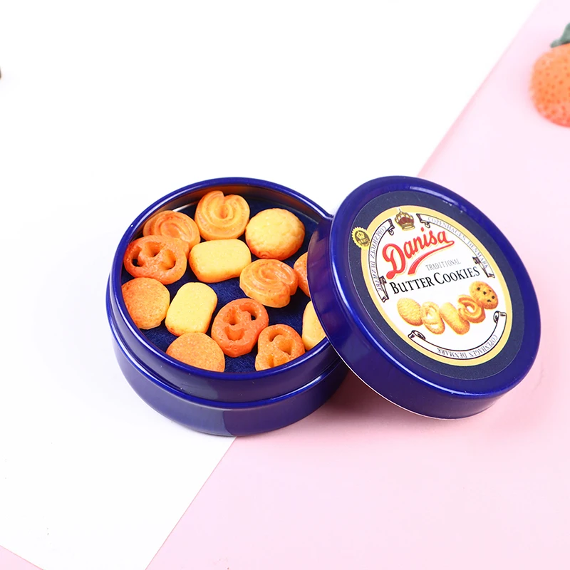 1pcs 1:12 Dollous Miniatúrne vianočné cookies sušienky Candy Darčeková skrinka cínový box Model domáci obývacia scéna