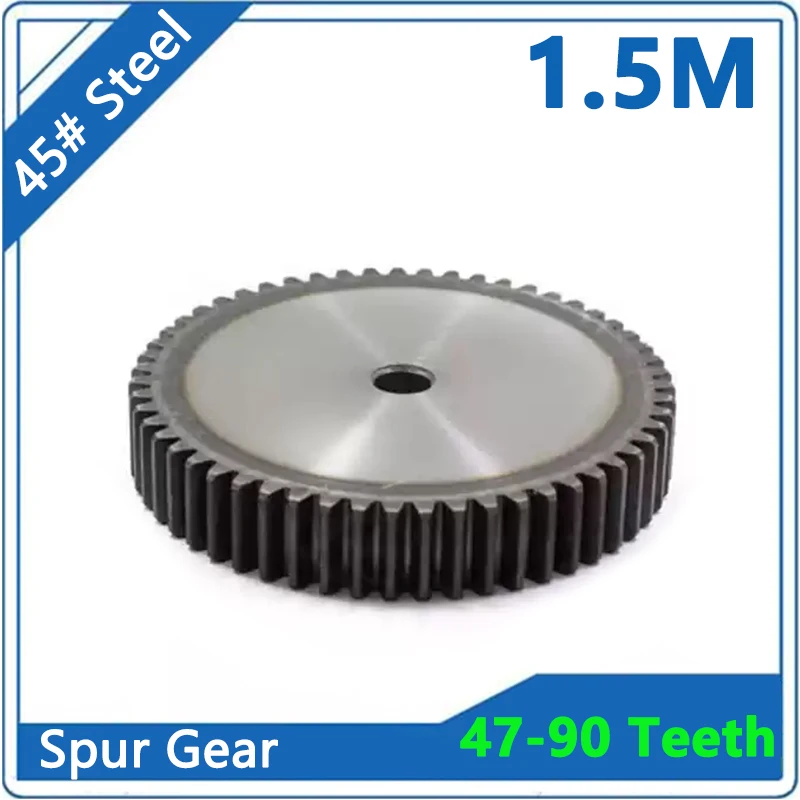 1pcs 1,5 m čepech 47 48 49 50 51 52 53 54 55 56 57 58 59 60 65 70 75 80 85 90 Zuby 45# oceľ 1,5 Modul Plochý rovný prevodový stupeň