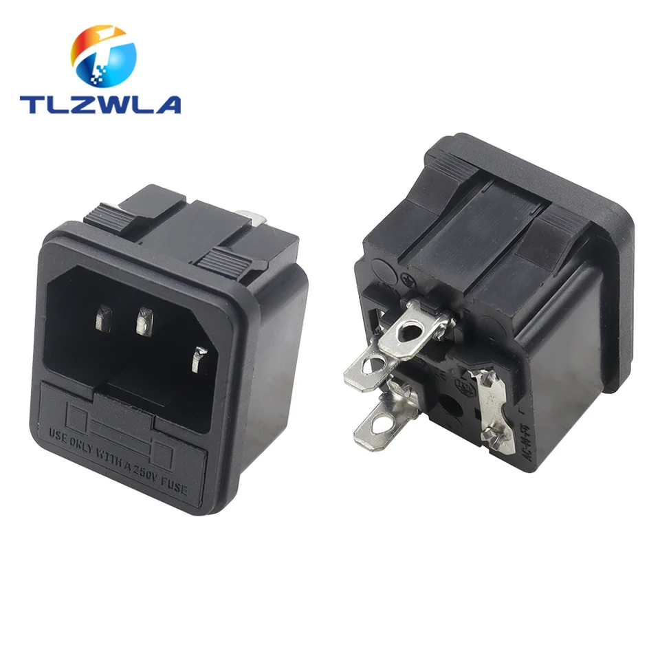 1pcs 10a 250V AC 3 PIN IEC320 C14 MÁ samcov konektorový konektor zástrčka zásuvka 10A poistková držiak Iron Copper Square TUC Adapter Outlet Adapter