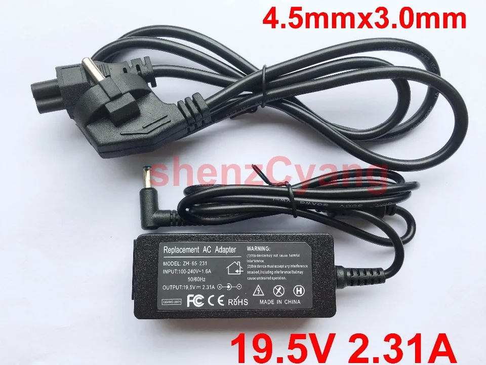 1pcs 19,5V 2,31a 4,5mmx 3,0 mm 45 W Nový adaptér pre laptop AC 4,5mmx 3,0 mm pre tok HP 13 9480M 9470M 740015-003 (741727-001)+káblové kábly