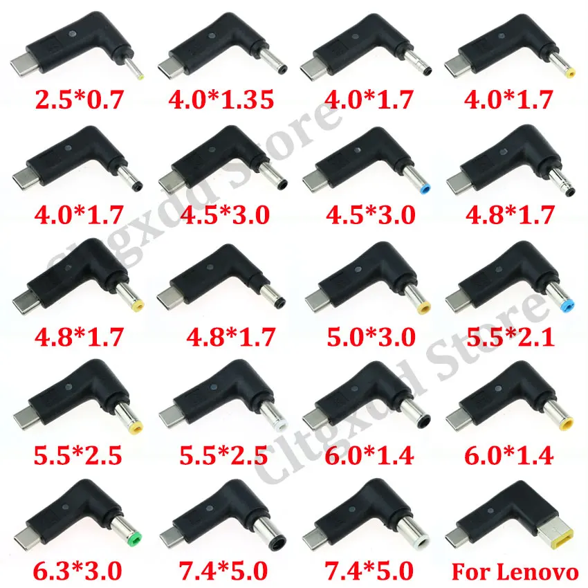 1pcs 19v USB Type-C až DC 4,0*1,7 4,5*3,0 5,5*2.1 5.5*2.5 2,5 napájací konektor nabíjací adaptér pre mužskú zástrčku pre Asus Lenovo Dell