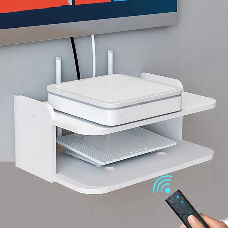 1pcs 2 úrovne plávajúce police WiFi Router Závesná vrstva TAP Sett Set Top Box Držiak káblovej konzoly Organizátor úložného priestoru