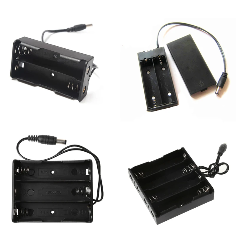 1pcs 2x 3x 4x 18650 Držiak na držiak batérií Storage Box s vodičom a 5,5*2,1 mm DC Connector 2 3 4 Slot 18650 Battery Cytleer