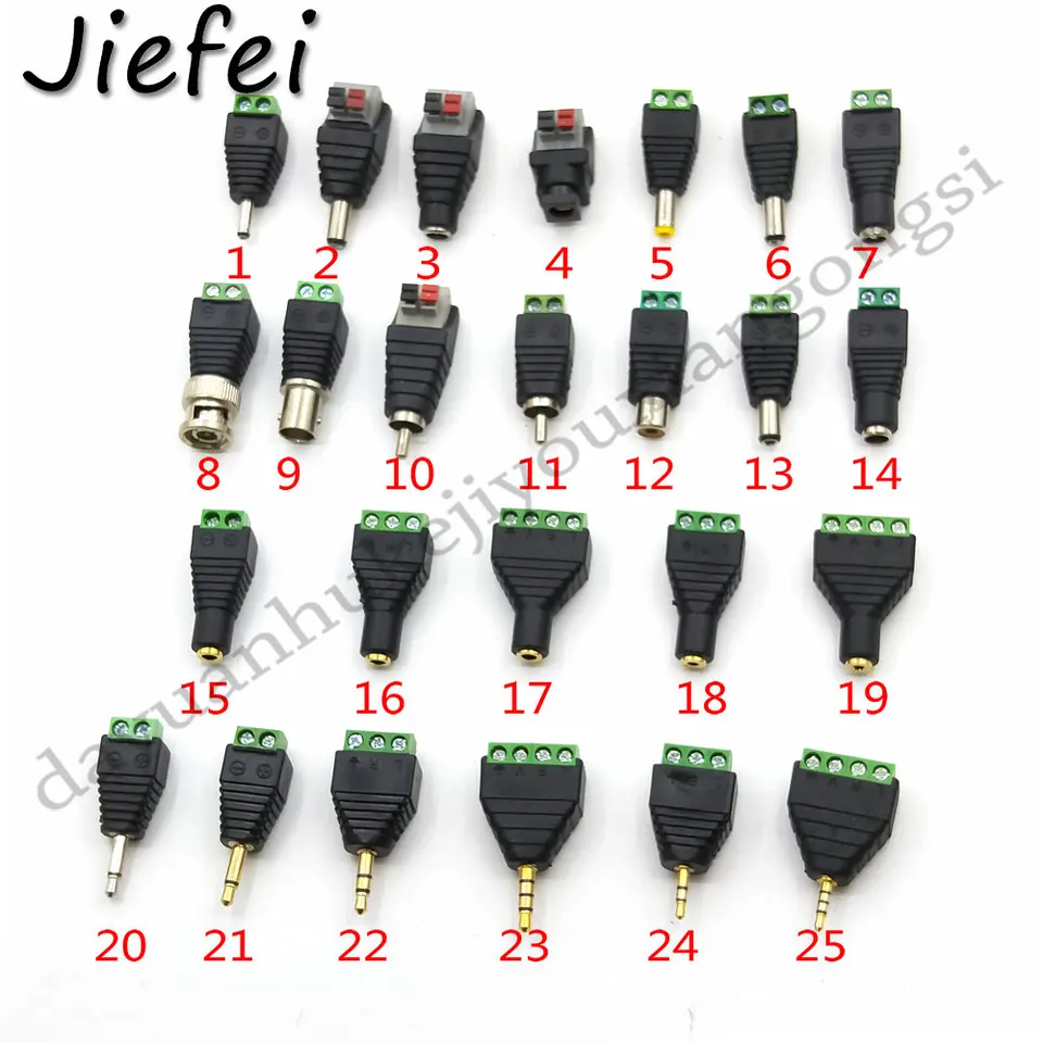 1pcs 31 Typy Terminál 2 3 4 5 8 PIN CCTV adaptér do RJ11 RJ45 3,5 mm 6,35 mm RCA BNC 5521 5525 3513 USB Mužský ženský konektor