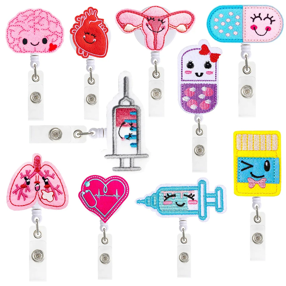 1pcs 360 ° roztomilé zatiahnuteľné sestry odznak navijak Clip Držiteľ študenti doktor ID držiteľ karta kawaii ihlové orgán srdcový vzor