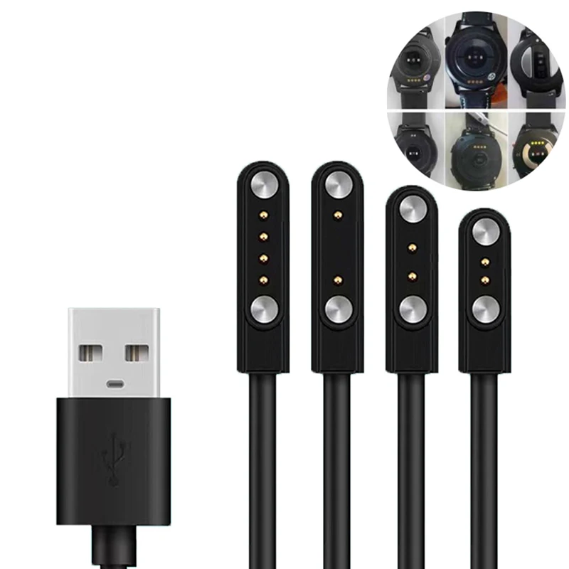 1pcs 60cm Universal Smart Watch Charger Cord, magnetický nabíjací kábel 2 pin 4 kolíky USB nabíjačka pre inteligentné hodinky 7,62 mm 4 mm 2,84 mm