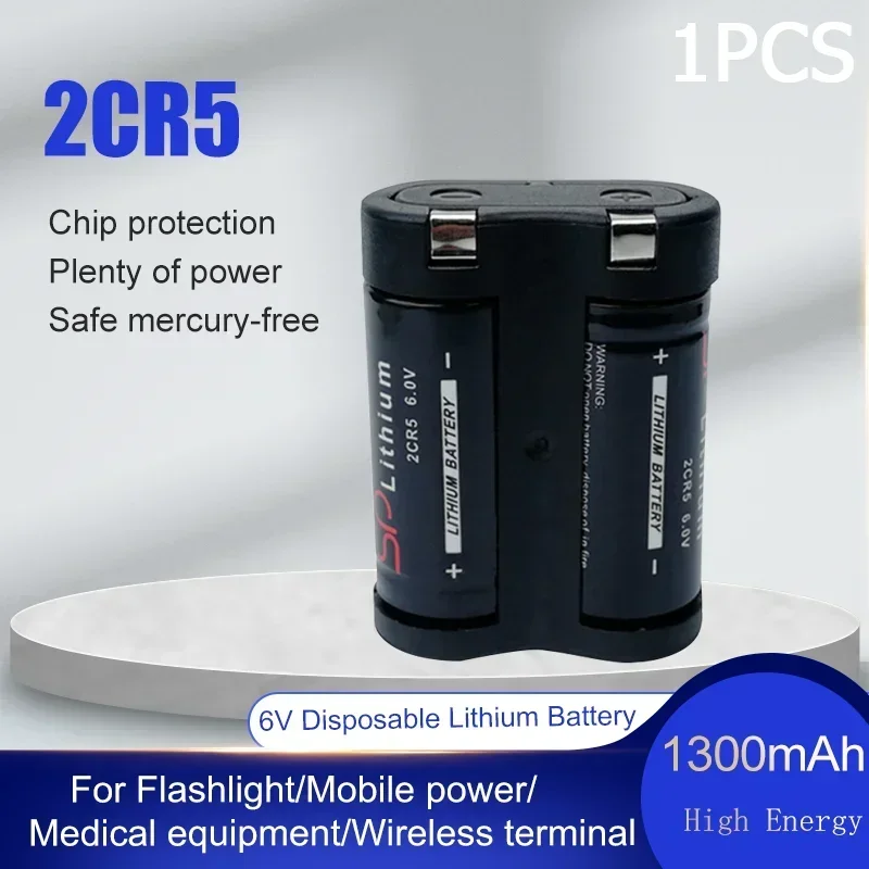 1pcs 6v 1300 mAh lítiová batéria 2CR5 2CR-5W 2CP3845 pre digitálny fotoaparát suchý suchý suchý primárny bezstarostný buniek