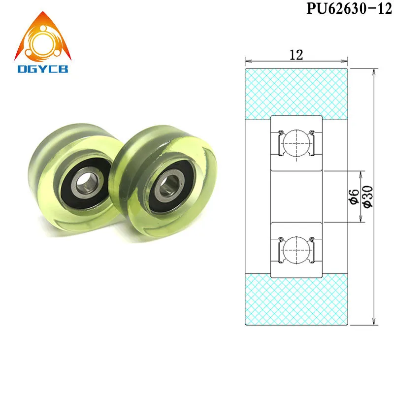 1pcs 6x30x12 mm Vysoké pohyblivé dvere Mute Pu Pu62630-12 OD 30 mm Vonkajší polyuretánsky ložisko 6*30*12*Gumové koleso