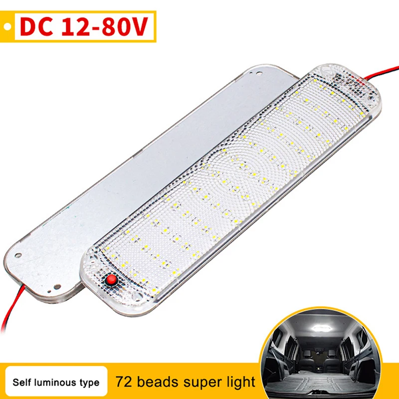 1pcs 72 LED panel Light Car Interior Reading Lampka Vysoký jas v kabíne Svetlá pre nákladné vozidlo RV RV Camper Lights Svetlo 12v-24V
