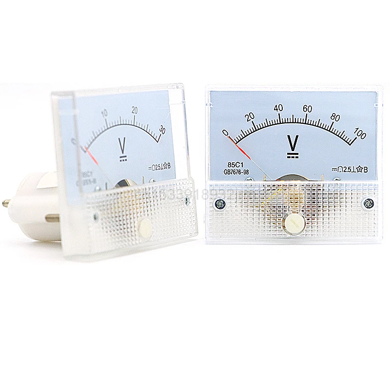 1PCS 85C1-V DC Analógový panel Voltmeter Ammeter Amp volt merač mera