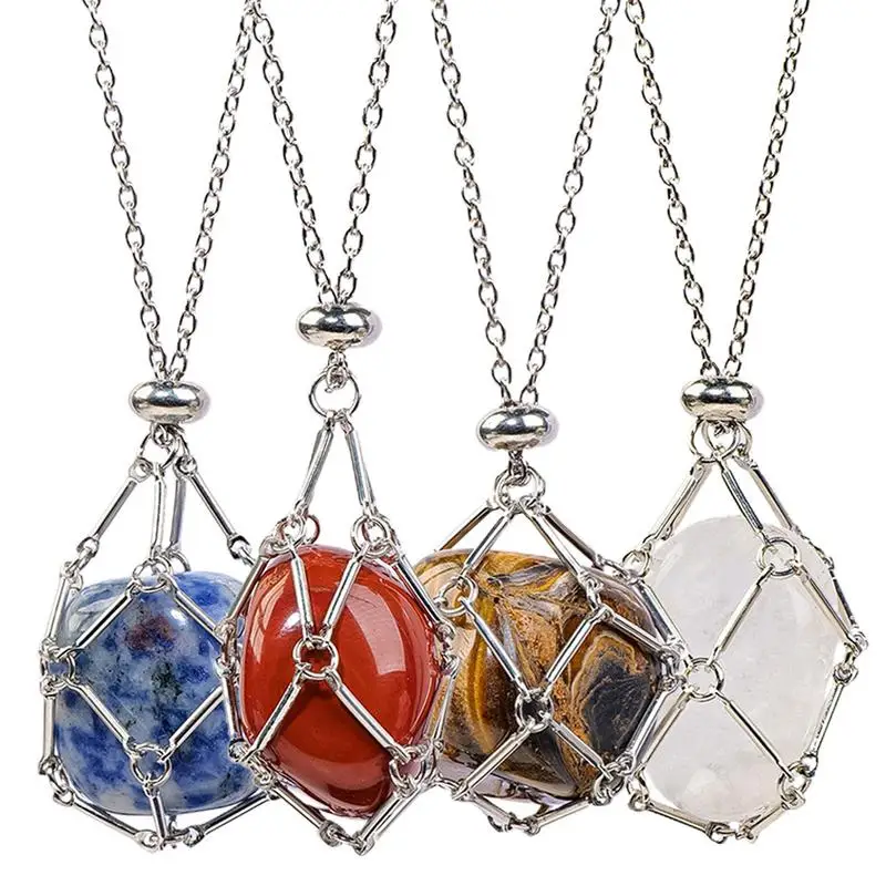 1pcs Crystal Stone držiak Náhrdelník Módne nastaviteľné kovové korálky Crystal Gemstone držiak retiazky DIY Zamenené šperky