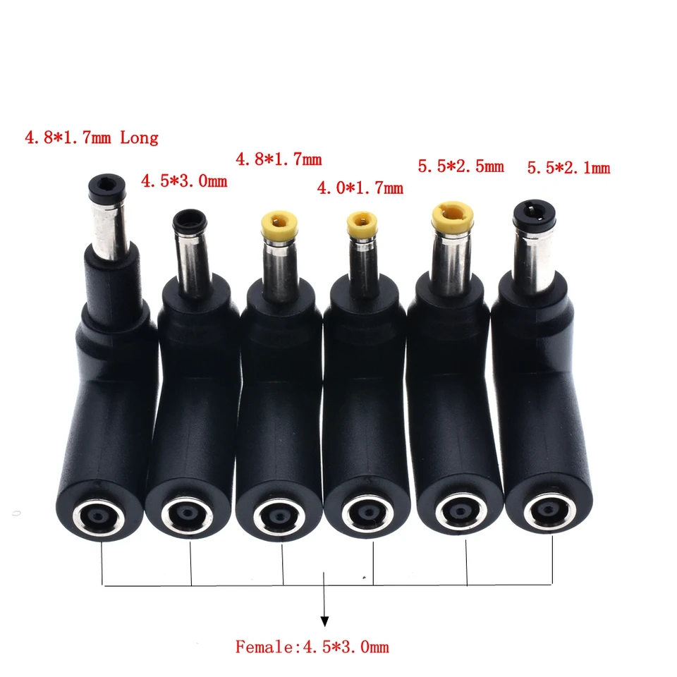 1pcS DC Universal Adapter 4,5*3,0 mm ženská zásuvka na 5,5 x 2,5 4,0x1.7 4,8x1,7 mm mužský zástrčkový pravý uhol 90 stupňov napájacieho konektora