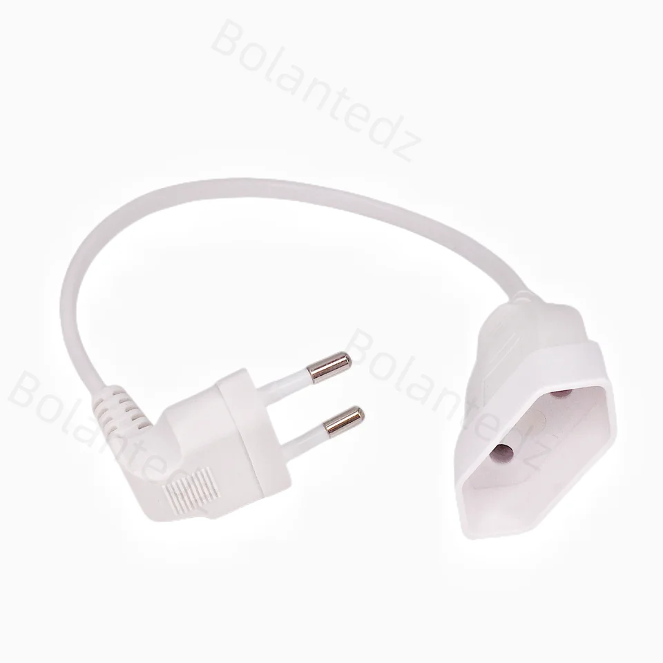 1pcs EÚ Power Adapter Cord, 90 -stupňový šikmý európsky kolo 2pin mužov k ženskému zástrčkovému napájaciemu káblu pre UPS PDU 0,3 m/0,6 m