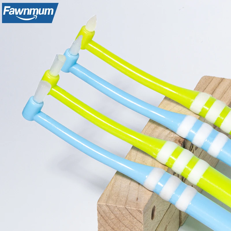 1pcs fawnmum ortodontická zubná kefka špicatá a plochá hlava Mäkká korekcia vlasov Čistá medzera zuby FLOSS Perorálne hygienické zuby