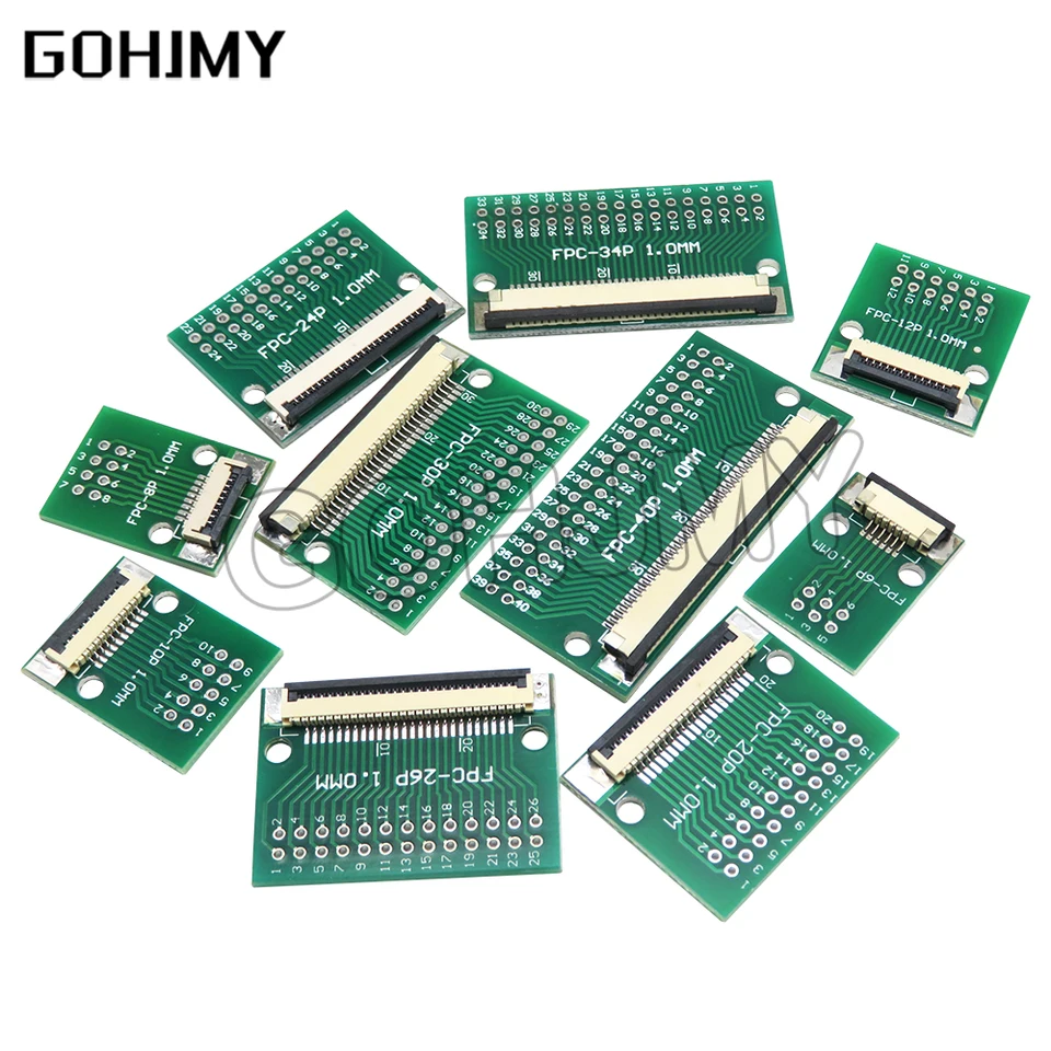 1pcs FPC FFC 1 mm rozstup pre konverznú dosku prenosu káblov DIY doska PCB 6p 8p 10p 20p 30p 40p 60p konektor