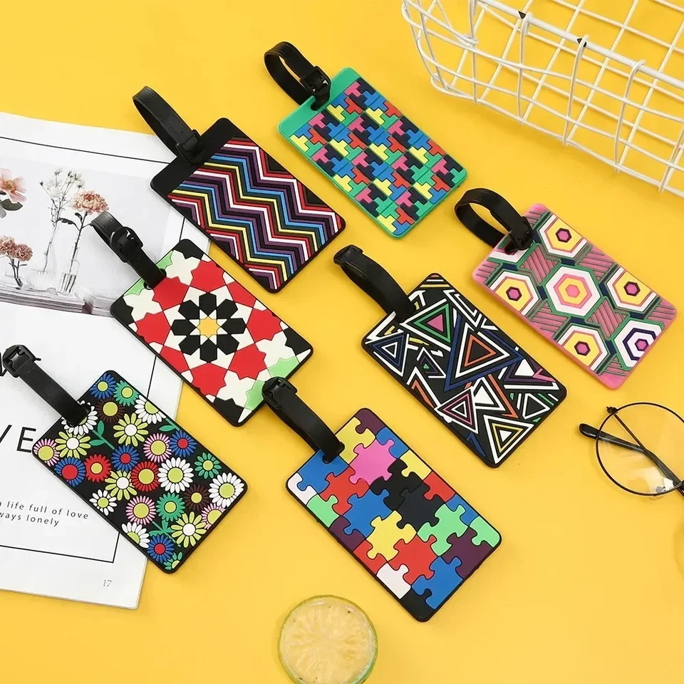 1pcs geometrické mäkké silikónové batožinové značky kufrík ID ADDRES MENO Držiak na batožinu štítok