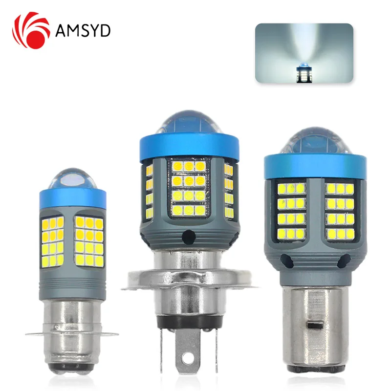 1pcs H4 LED MOTO H6 BA20D P15D LED motocyklové žiarovky 3570 CSP šošovky White Yellow Lamp Secootter príslušenstvo DC12-80V