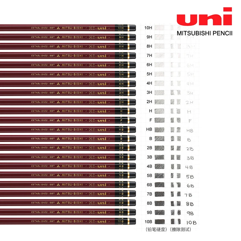 1pcs Japan Imports Uni Pencil Cencil Hi-Uni Student skúška Špeciálna výkresová skica ceruzka Žiak ceruzka 2H/2B/HB School Supplies kancelárske potreby