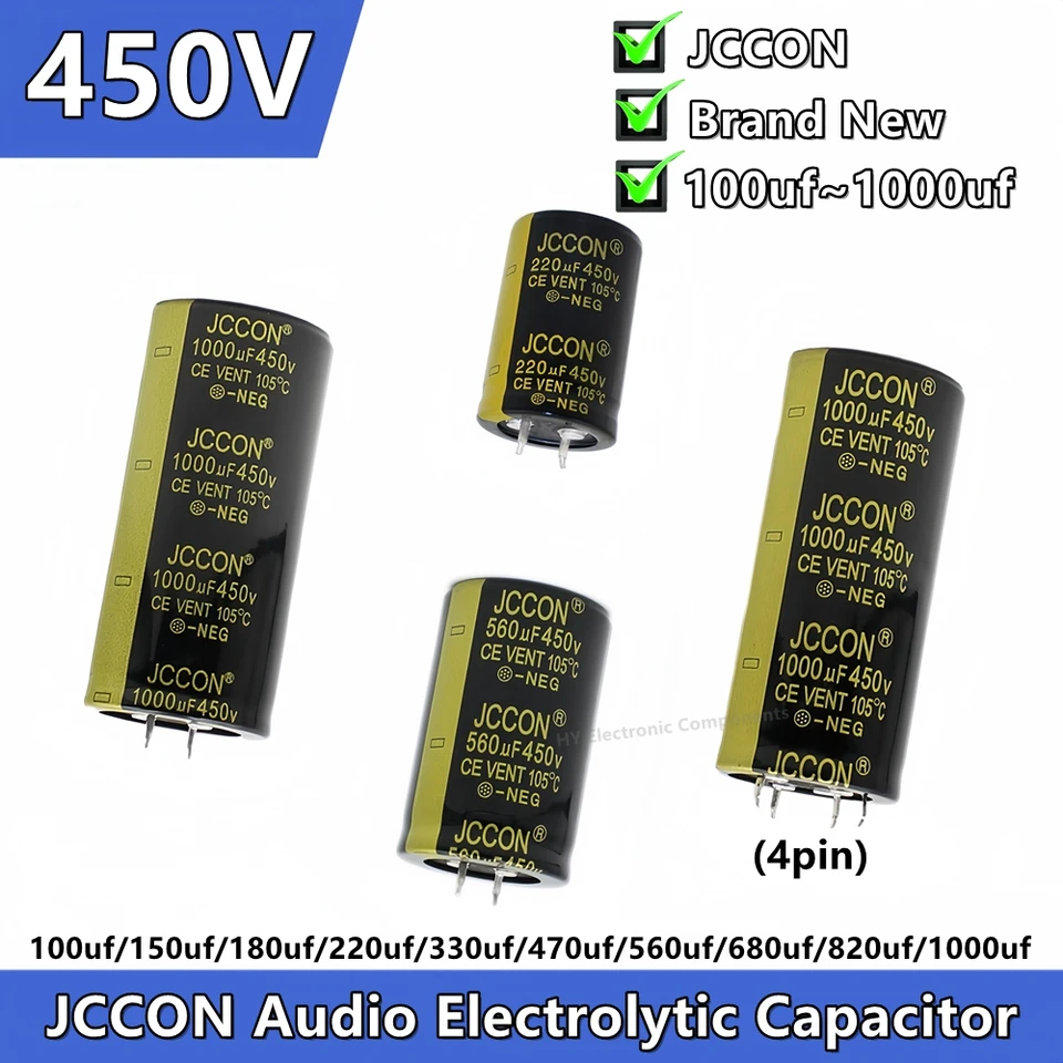 1PCS JCCON 450V 100UF 150UF 180UF 220UF 330UF 470UF 560UF 680UF 820UF 1000UF 25x50 35x50 mm Audio ELECTROLYTICKÝ KAŽDOST