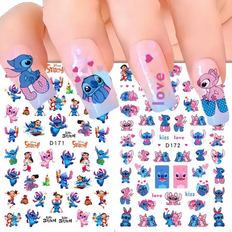 1pcs karikatúra Disney Cartoon Stitch Mickey Nail Sticker Cute Sanrio 3d Hello Kitty na nechtových umeleckých príslušenstvách pre nálepku na nechty