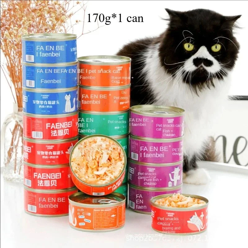 1pcs konzervované mačka biele mäso Snack Can Cat Snacks Cat Cat Sterp Food Food Fat Fat 170 g Cat Wet Food Pet Supplies
