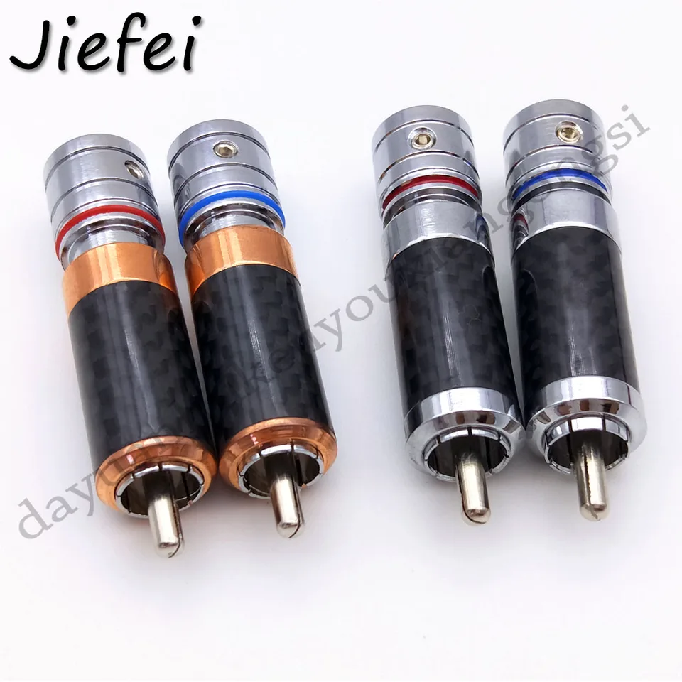 1pcs medený Hifi RCA Audio Mals Solder Solder Audiofil uhlíkové vlákno Rodium Ponium Connect Connector Terminály konektorov Adaptér