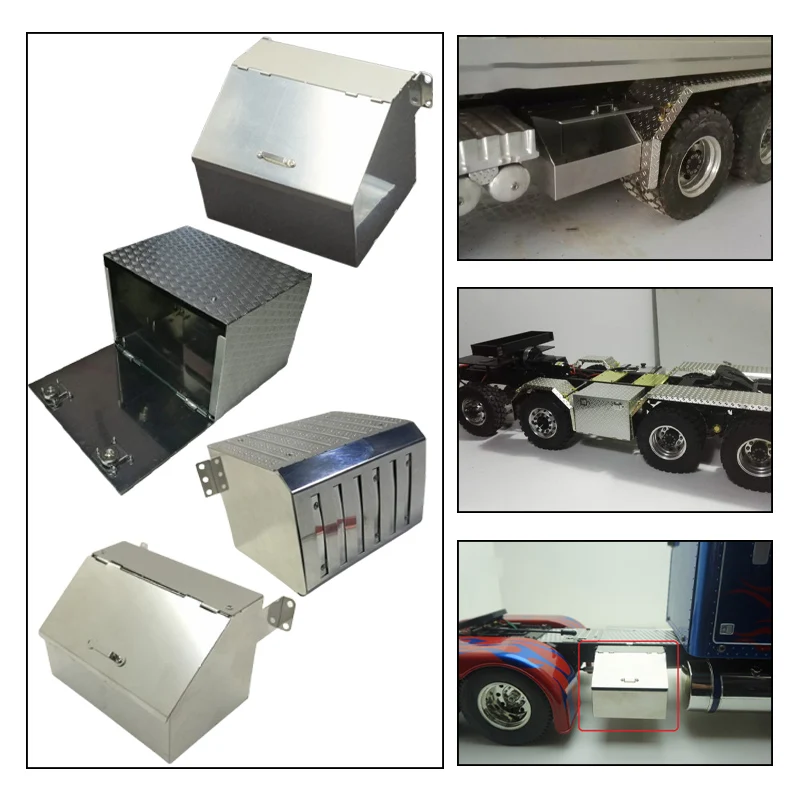 1pcs Metal Silver Toolbox pre 1/14 Tamiya RC Truck Car Scania 770s Benz 3363 Volvo FH16 King Hauler 56344 MAN DIY diely hračky