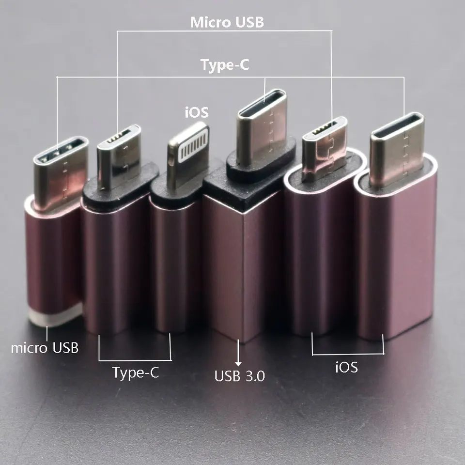 1pcs micro USB na adaptér prevodníka pre iPhone x 8 7 6 plus typu C/iOS na adaptér micro USB pre Samsung S8 Xiaomi Rose Gold