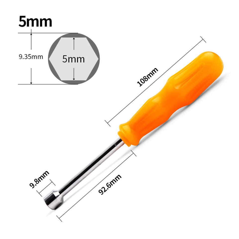 1pcs Mini Hex Bit Socket Wrench Wrench Carbon Ocel Screwdriver Socket Wrench Nut Drill Drill Adapter ručný náradie 5/5,5/6/7/8/19/10 mm