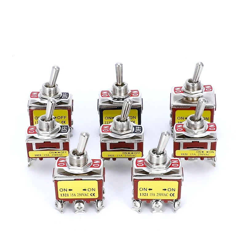 1pcs mini prepínací spínač E-Ten Series Vysoko kvalitný strieborný kontaktný medený pin 12 mm prepínač 10A 380VAC /15A 250V E-DEN302 303