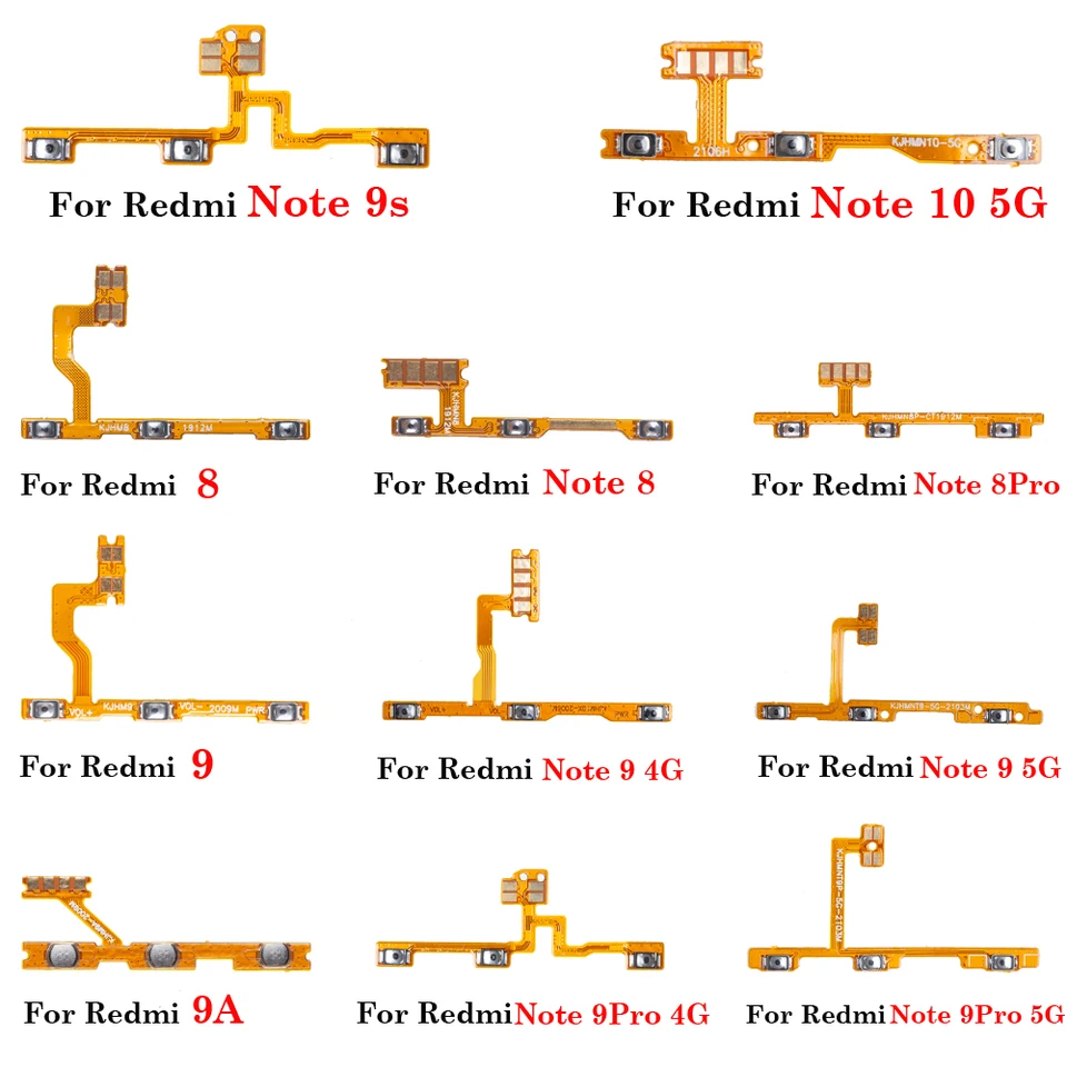 1pcs napájacie tlačidlo Flex kábel pre Xiaomi Redmi 8 9 9A Poznámka 8 9S Pro 4G 5G 5G ZVLASTNOSTI OF/OFF KET FLOW pre notu 2 3 4 5
