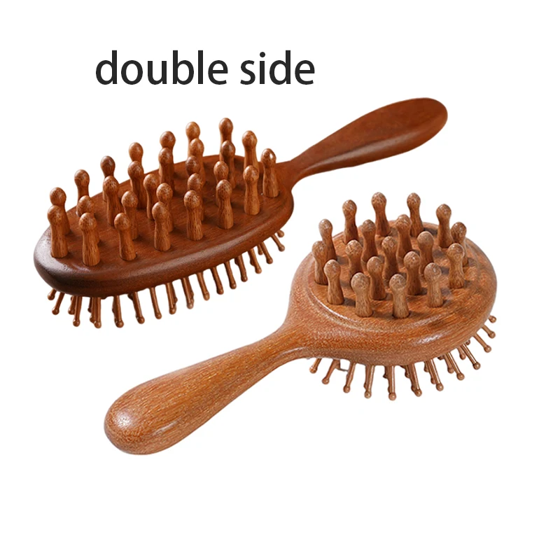 1pcs obojstranný poludník Comp Comp Skalp Masáž hrebeň hrebeň hlavy na prírodné drevené okrúhle rukoväť hrebeň Scraping Body Massager