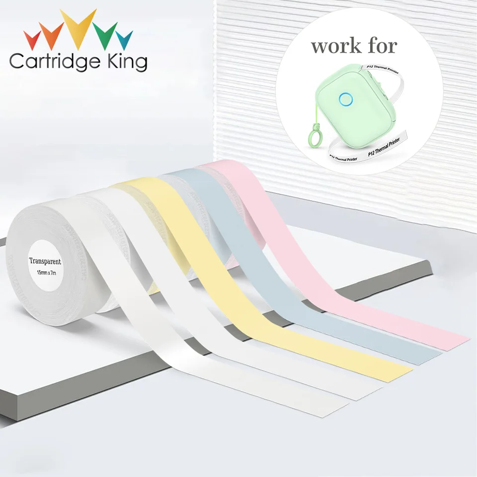 1pcs P12 Constus Label Tape 15 mm*7 m biela priehľadná červená modrá žltá vodotesná lepidlá práca pre tlačiareň P12