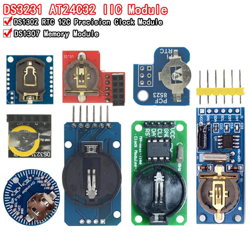 1pcs PCF8563 DS3231 PCF8523 AT24C32 DS1302 DS2121SN IIC Precision RTC RTC MODULE CLAMENTOVÝ MODUL pre ARDUINO