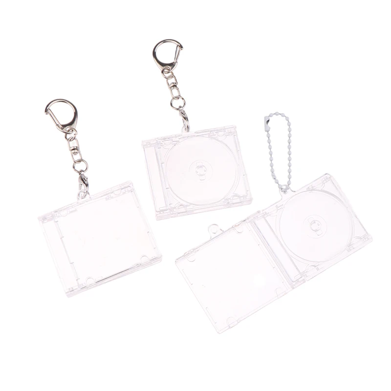 1pcs periférne pamätné prázdne album Mini CD puzdro Keychain CD prehrávač v tvare kľúča Key Pre prívesok pre DIY batoh visiace dekorácie