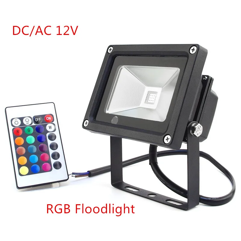 1pcs reflektor LED RGB svetlomety DC/AC12V 10W povodňové osvetlenie IP65 Outdoorové reflektory+ diaľkový ovládač Spot Garden