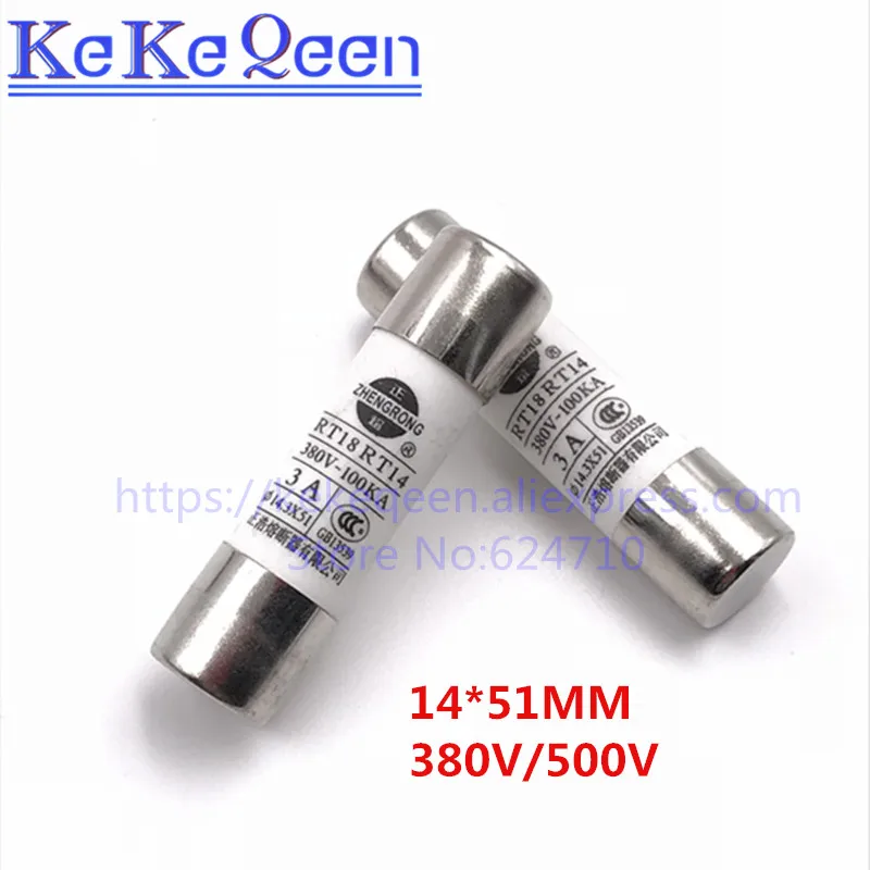 1pcs ro16 poistka 14*51 mm 14*51 14,3*51 mm 1a 2a 3a 5a 10a 16a 25a 32a 40a 50a 63a 380V/500V valcovitá keramická poistná trubica 14x51 mm