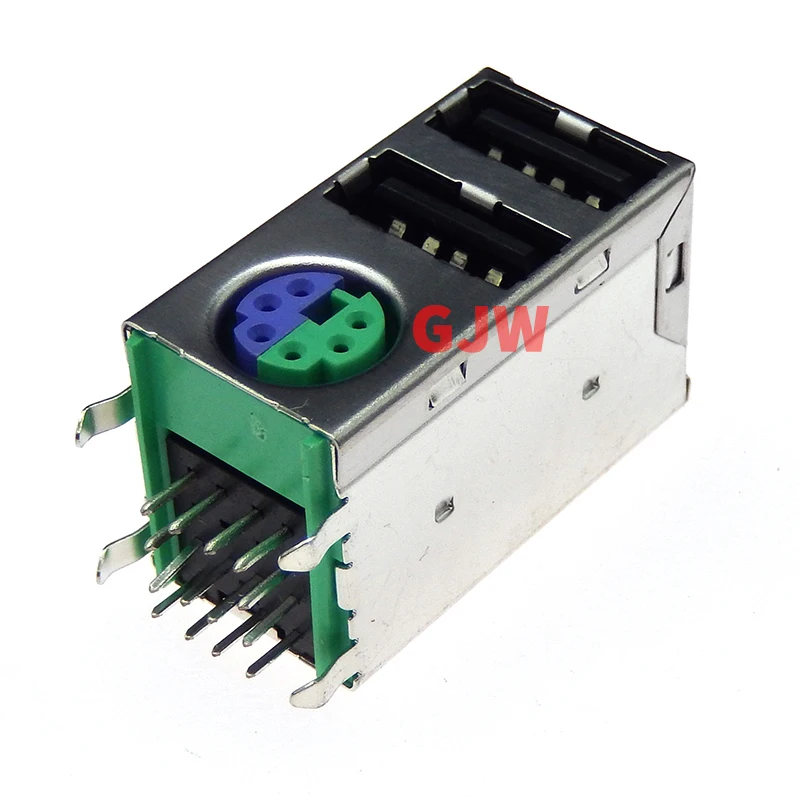 1pcs s terminálom konektorom/soketovým ženským konektorom PS2 až Twin USB 2,0 PS2-6P 90 stupňov PS2+Duálna vrstva USB 2,0 materská základňa