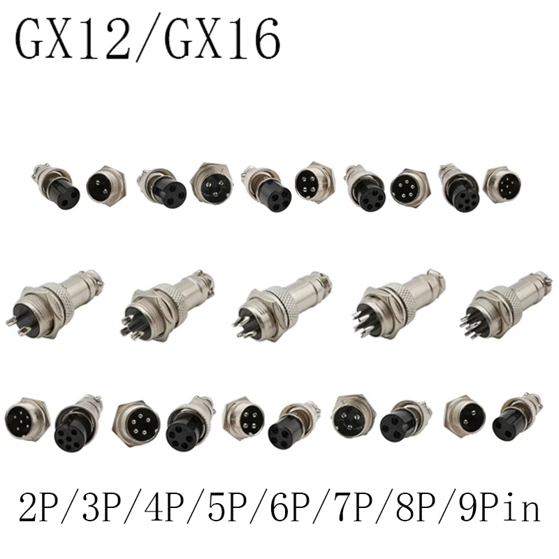 1pcs/set gx12 GX16 2/3/4/5/6/7/8/9 PIN Mužský ženský 12 mm 16 mm kruhový letec Aviator Aviator Welding káblové káblové drôty PARLE PANEL