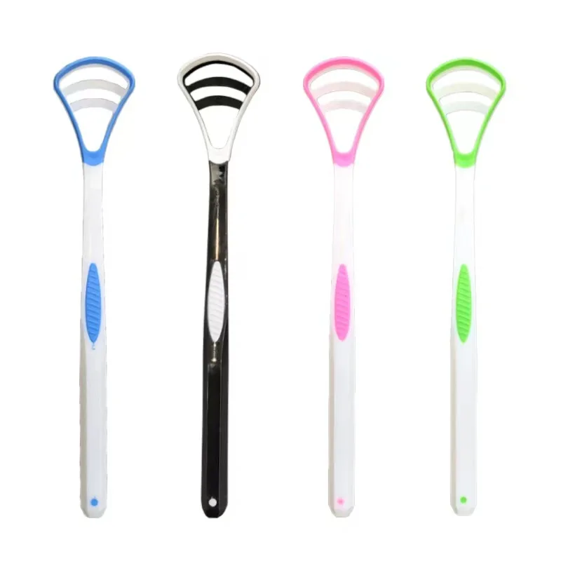 1pcs Silikónový jazyk Scraper s ergonomickou rukoväťou obojstranne čerstvejší dychový čistiaci prostriedok na čistenie kefy