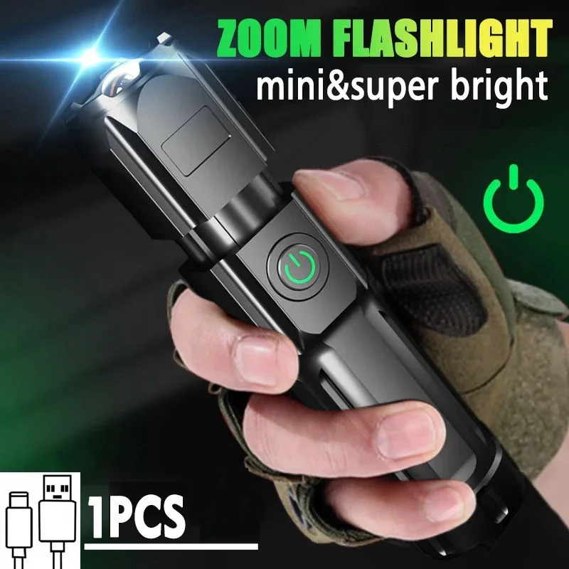 1pcs Strong LED baterka Nabíjateľná USB nepremokavá priblíženie rybárskych lovov 4 osvetľovacie režimy Dlhé výstrely Prenosné multifunkčné FL
