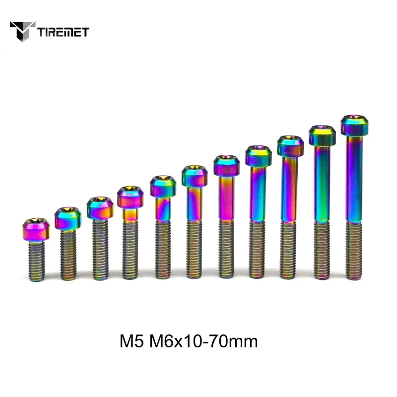 1pcs titániové skrutky Torx hlava skrutka dúha M5 M6x10-70 mm Fit Bicycle Stone Stone Hladina brzdový strmeňový držiak rámu Rám