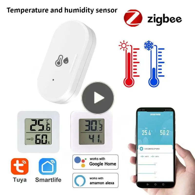 1pcs Tuya Zigbee 3.0 Teplotný senzor Detektor vlhkosti v reálnom čase Prenosný inteligentný dom s batériou pre Alexa Google Home